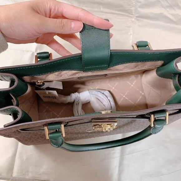 Michael Kors 35F1GHMS2B Hamilton Medium Racing Green Satchel Crossbody Handbag - Picture 4 of 5